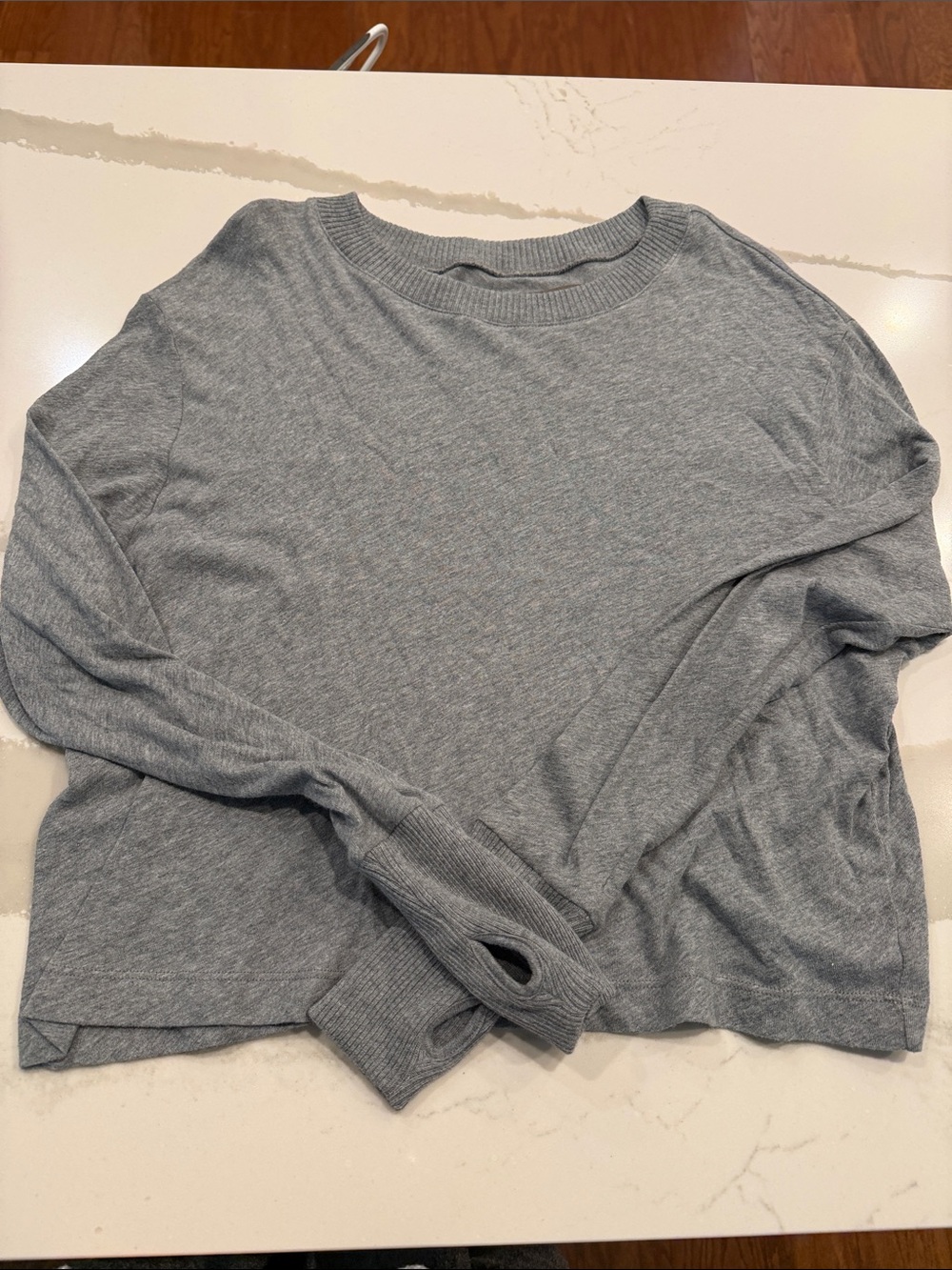 Enza Costa Heather Gray Lightweight Crewneck Sweater